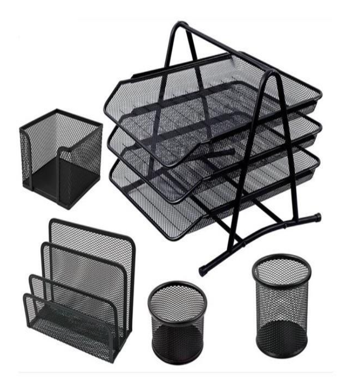 Set organisateur de bureau en métal
